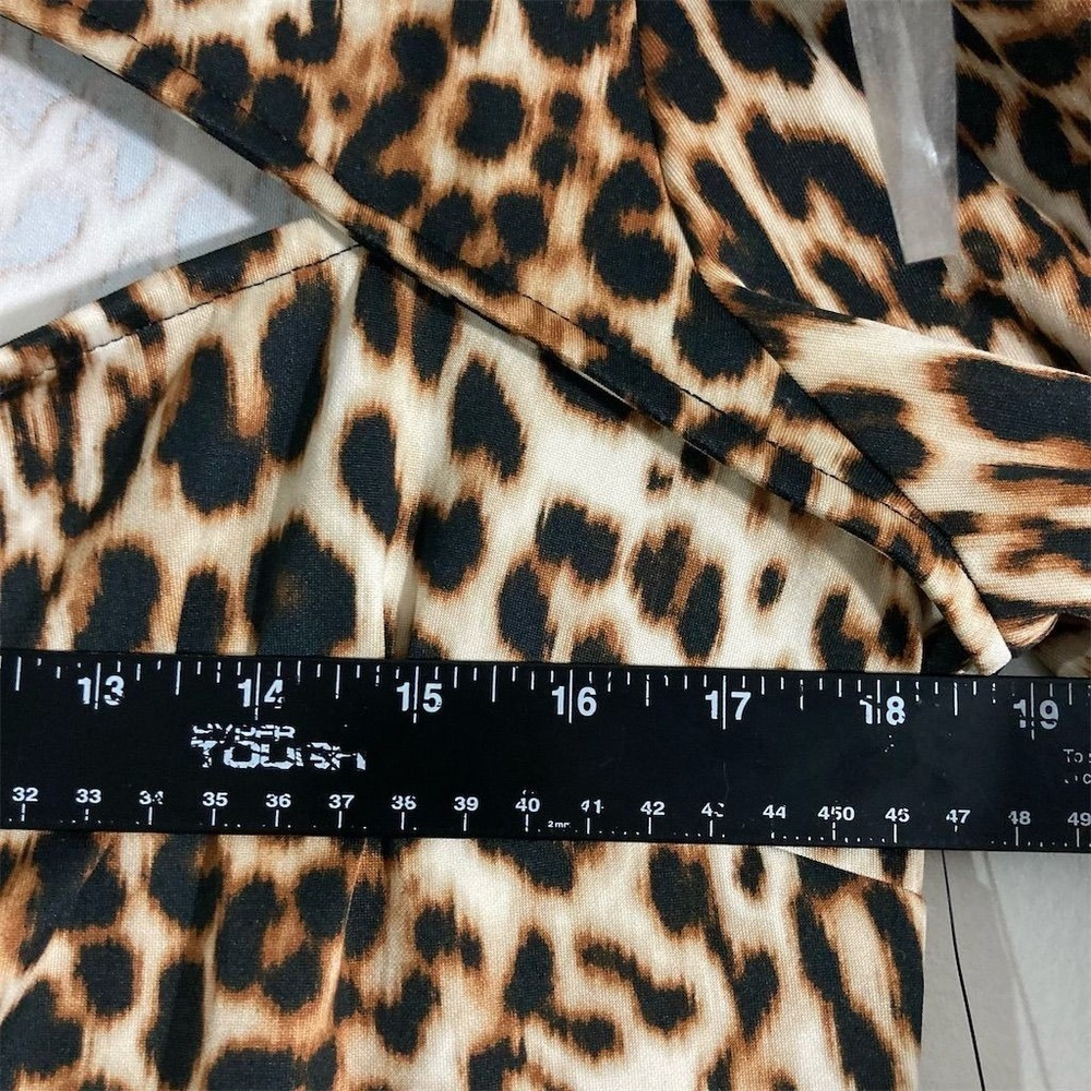 Bold Elements Leopard Print Cutout Dress XL Asymmetric Long Sleeve - Picture 3 of 10